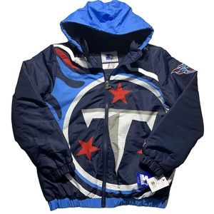 Men's Medium TENNESSEE TITANS Starter Jacket Hooded Full Zip BIG LOGO NFL 2022